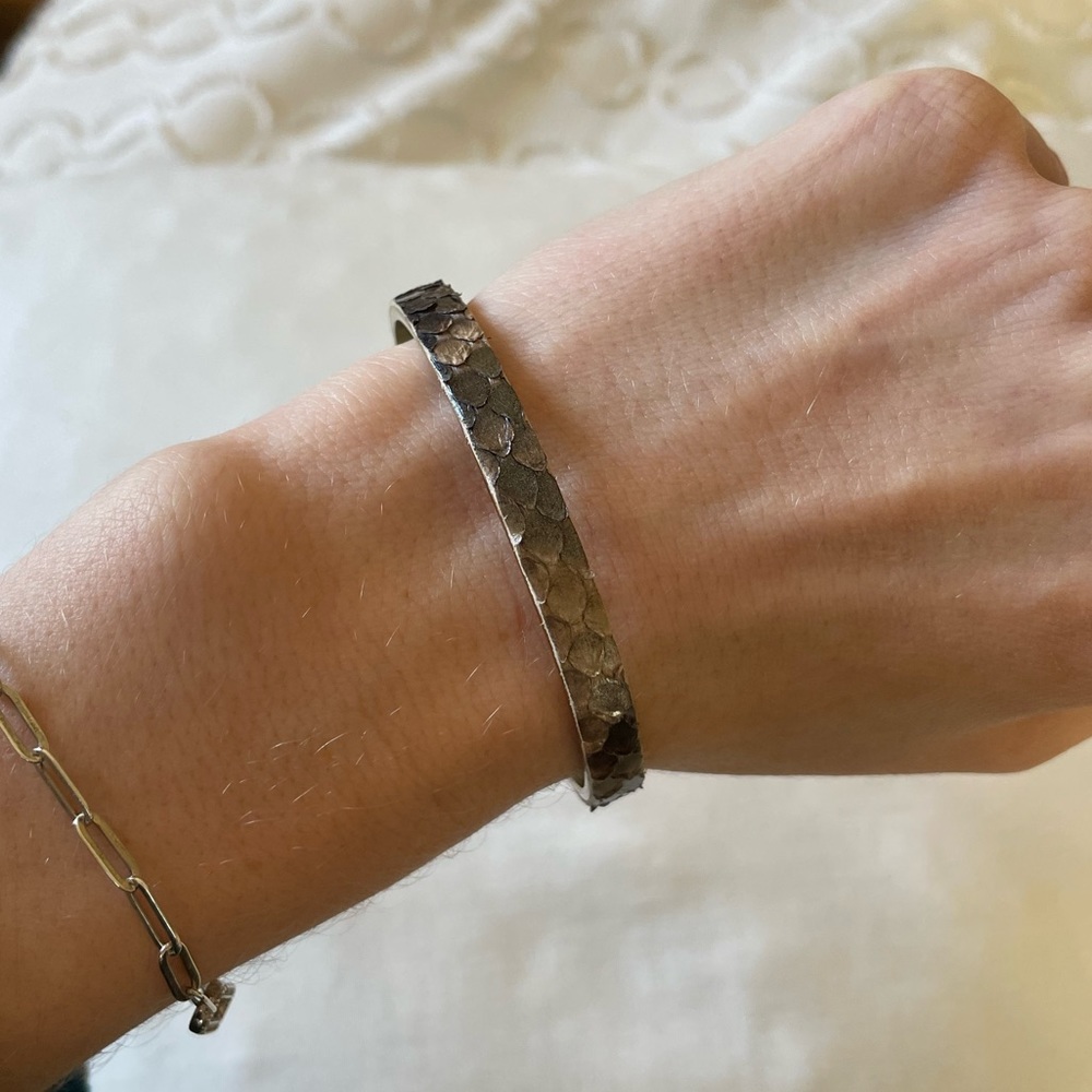 NWOT Gold Snake Skin Printed Rustic Cuff Bracelet